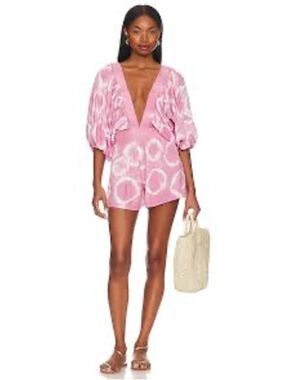 Revolve Jen's Pirate Booty Float Romper in Dried Roses Spiral Tie-dye Size M